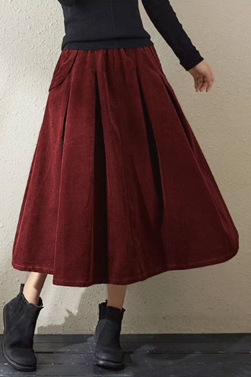 A line swing corduroy spring skirt C3902