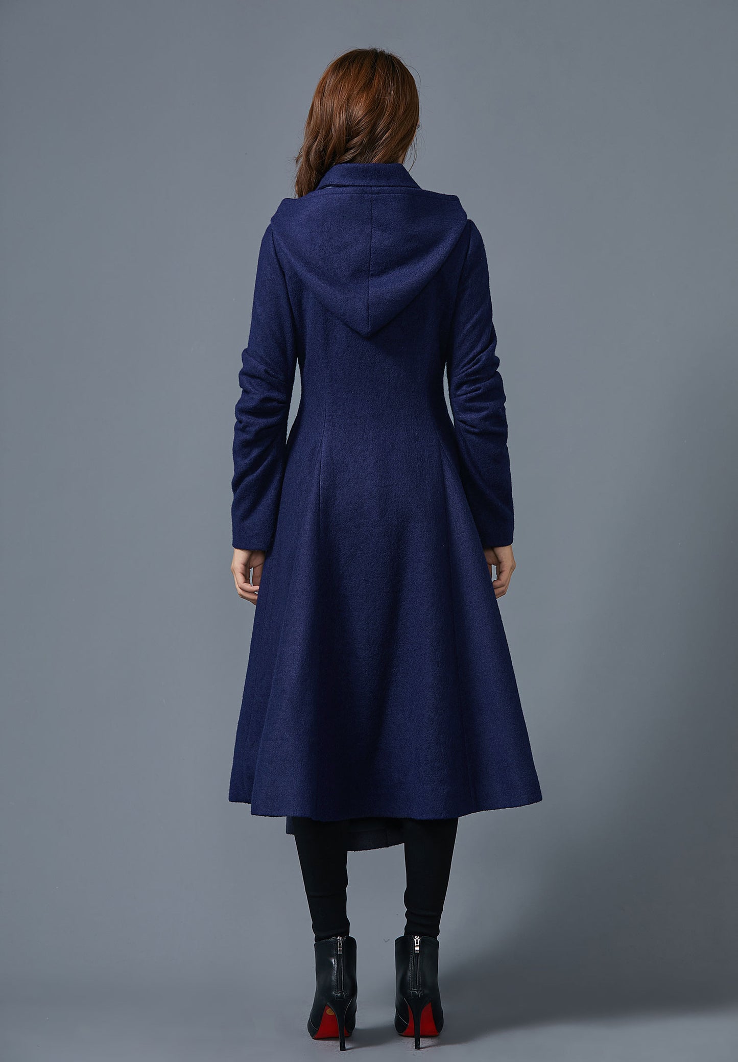Handmade Hooded Maxi Asymmetrical Wool Coat Women C4402