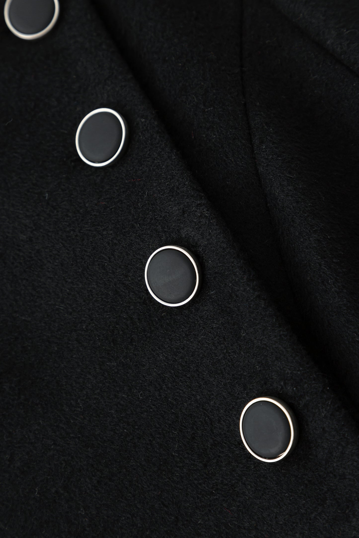 Winter Black button Long Wrap Wool Coat Women C4408