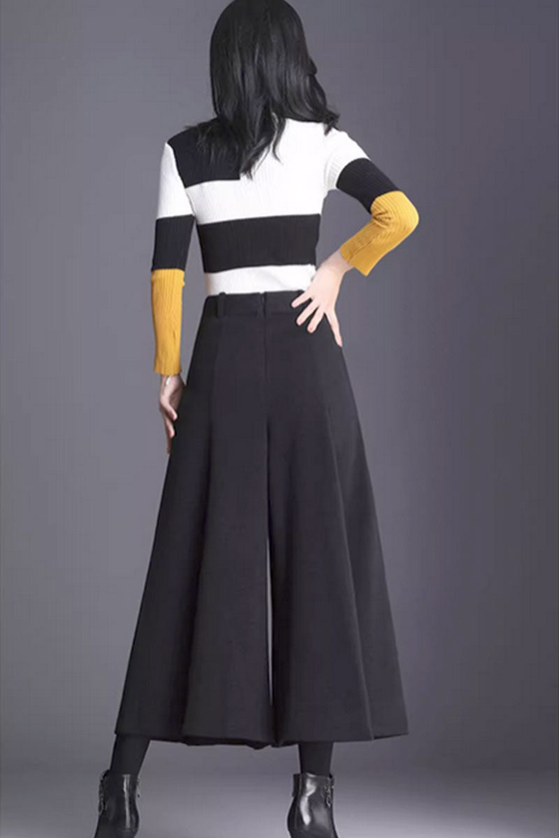 Winter wide legs wool pants, plus size wool pants C3434