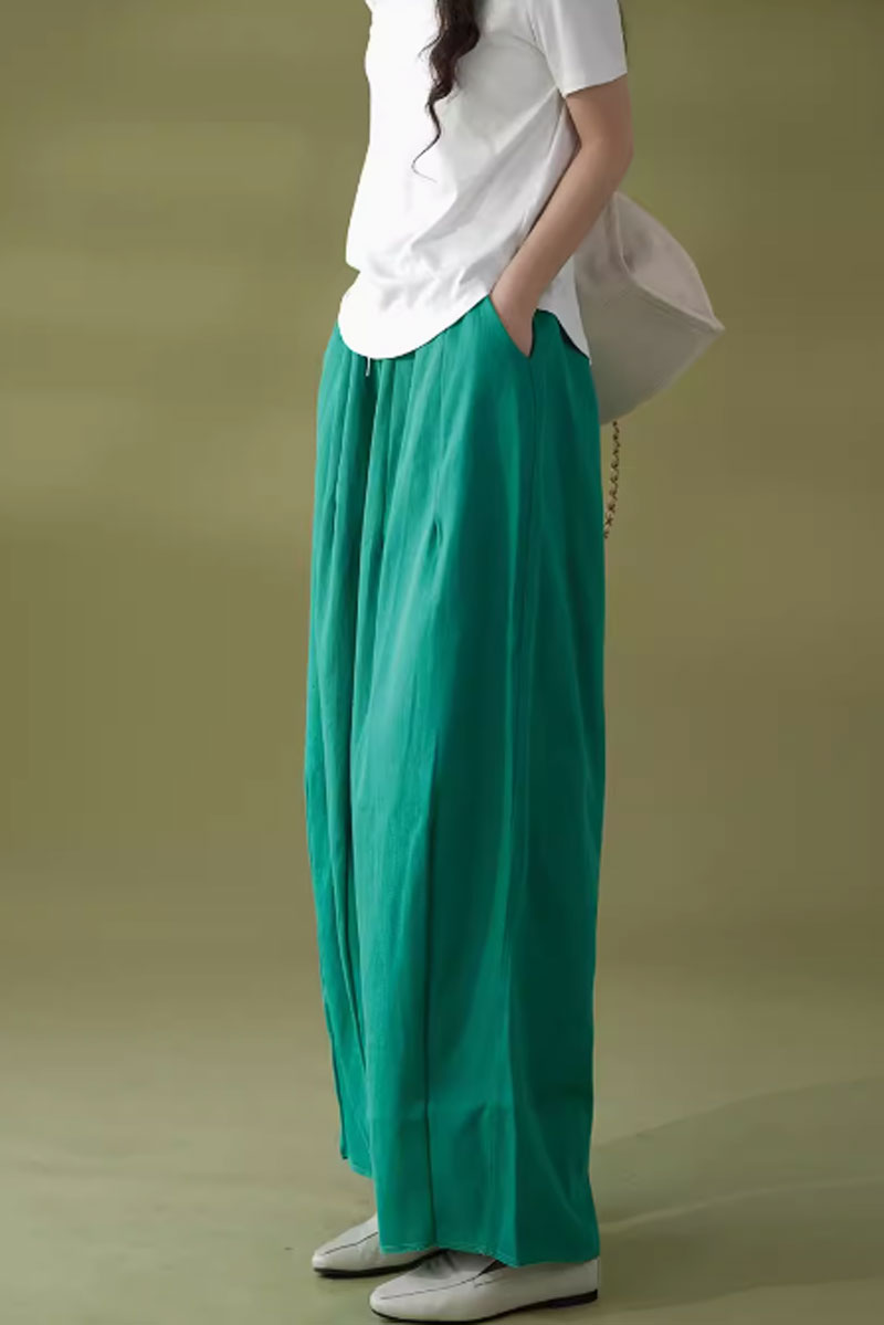 wide leg long linen pants women C3862