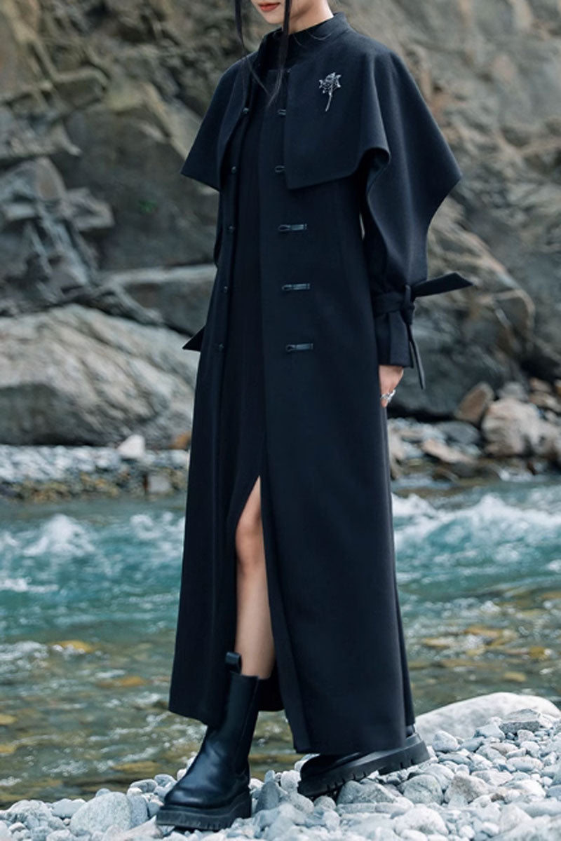maxi winter long wool cape coat women c3744