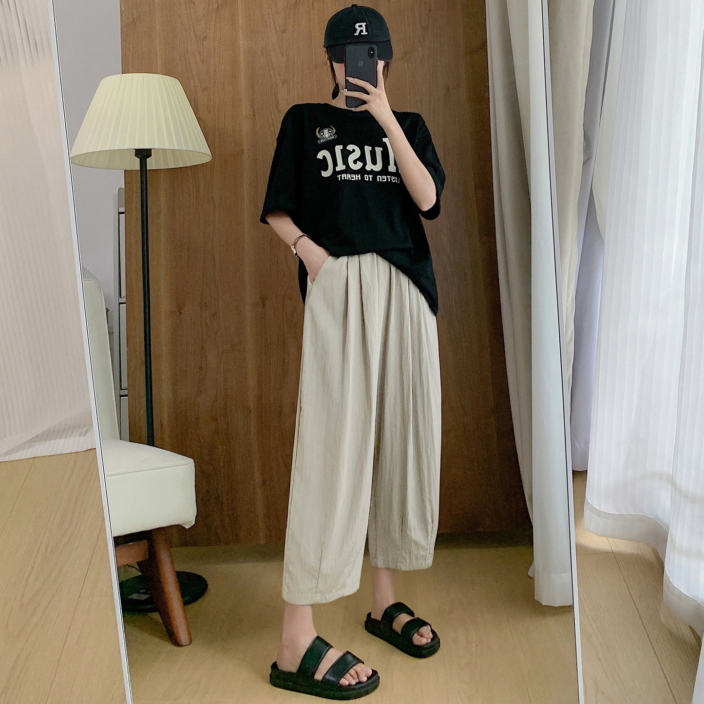 Loose fitting casual linen pant women c3871