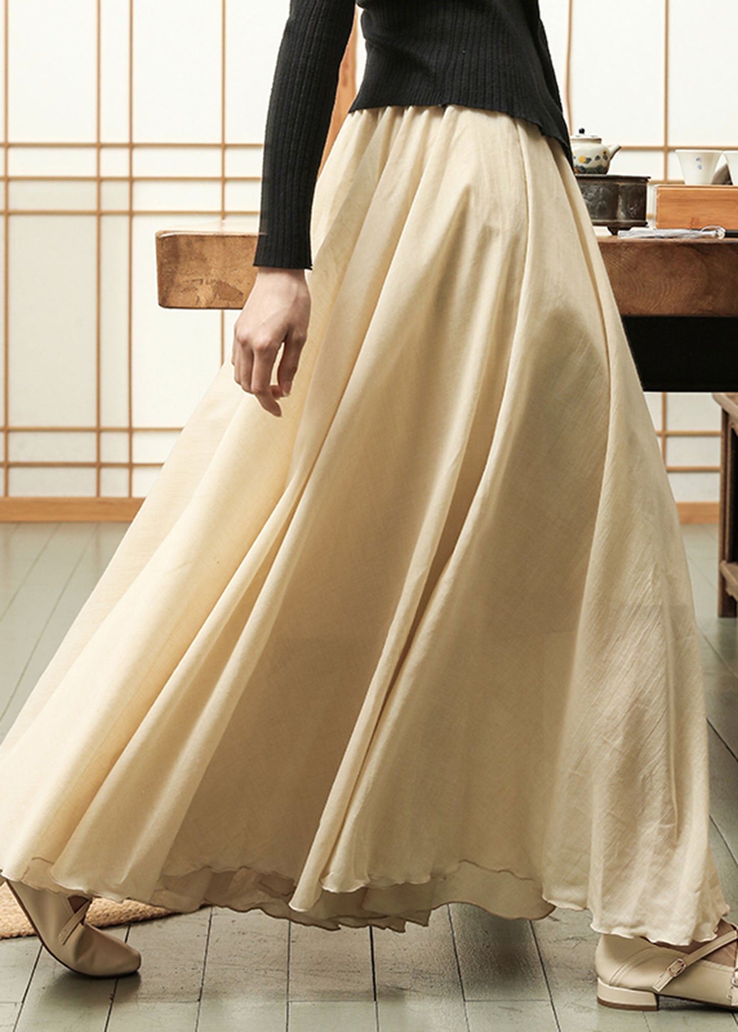 Long elasticated waist tulle skirt women c3883