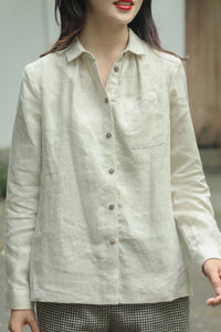 Long sleeves linen shirt with Button C3882
