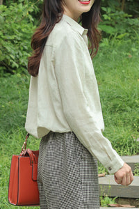 Long sleeves linen shirt with Button C3882