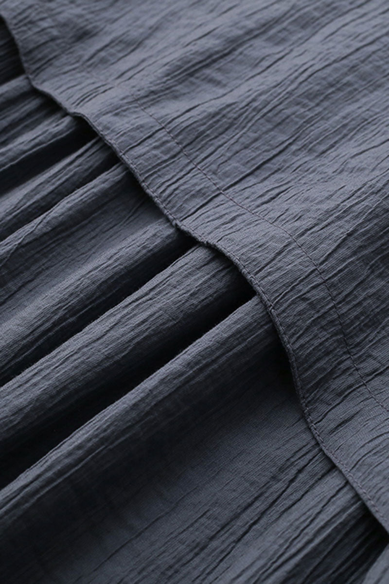 Midi blue linen dress women c3874