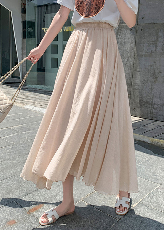 Beige Tulle Long Skirt - Elastic Waist, A-Line Swing Silhouette c3883