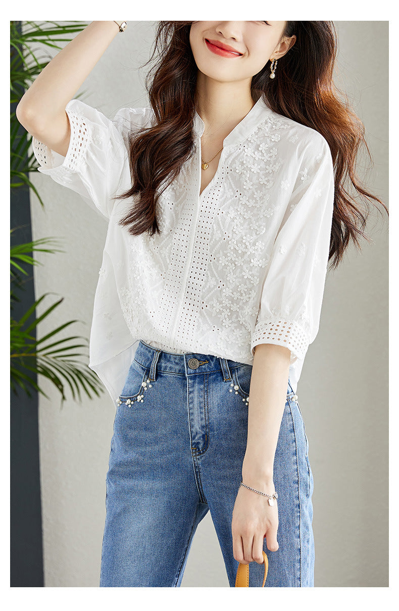 White womens summer shirt top TT5013