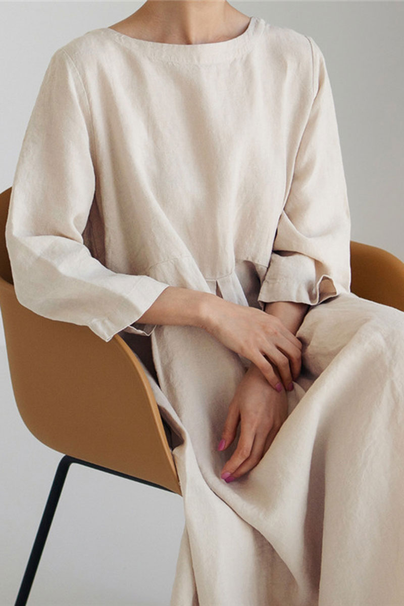 Loose fitting long linen dress c3875