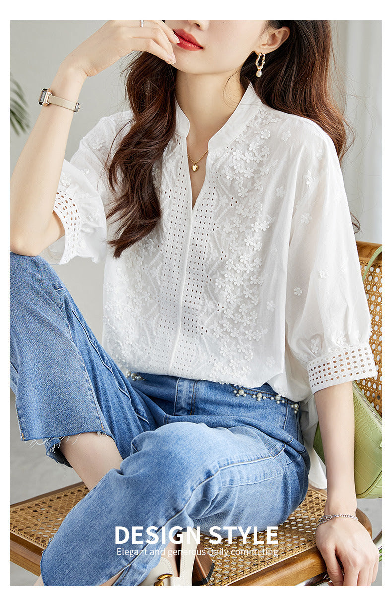 White womens summer shirt top TT5013
