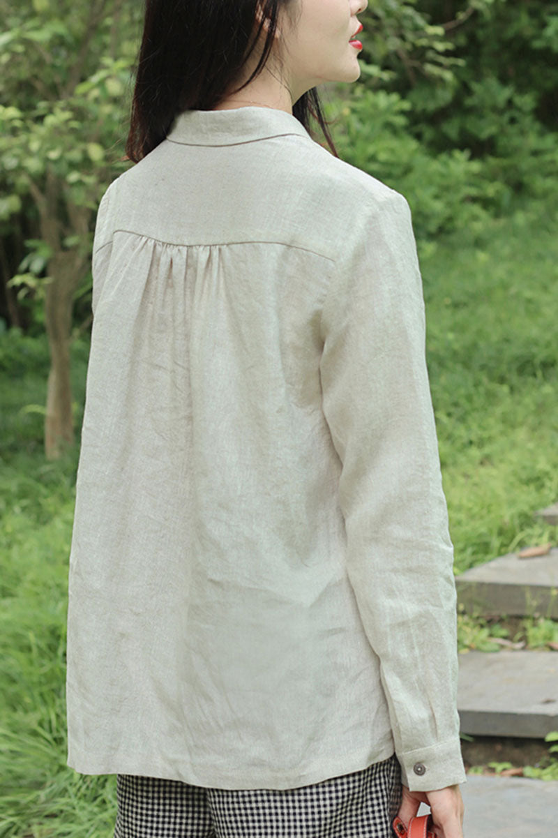 Long sleeves linen shirt with Button C3882