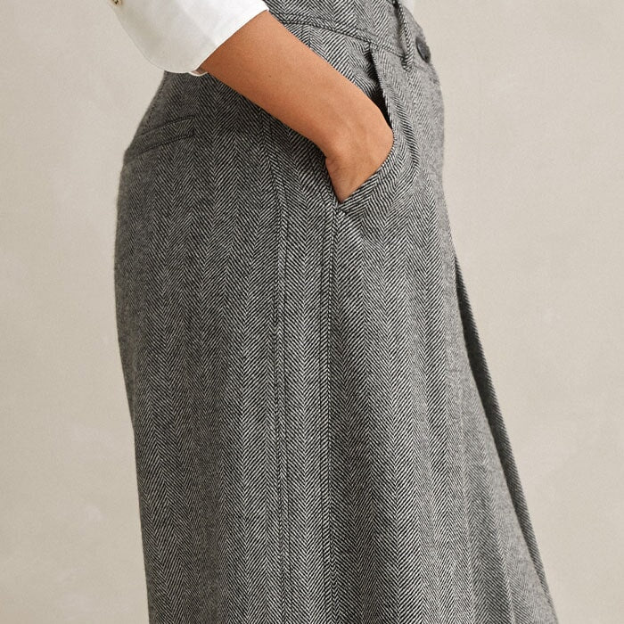 Pleated winter wide leg wool pants women TT0113