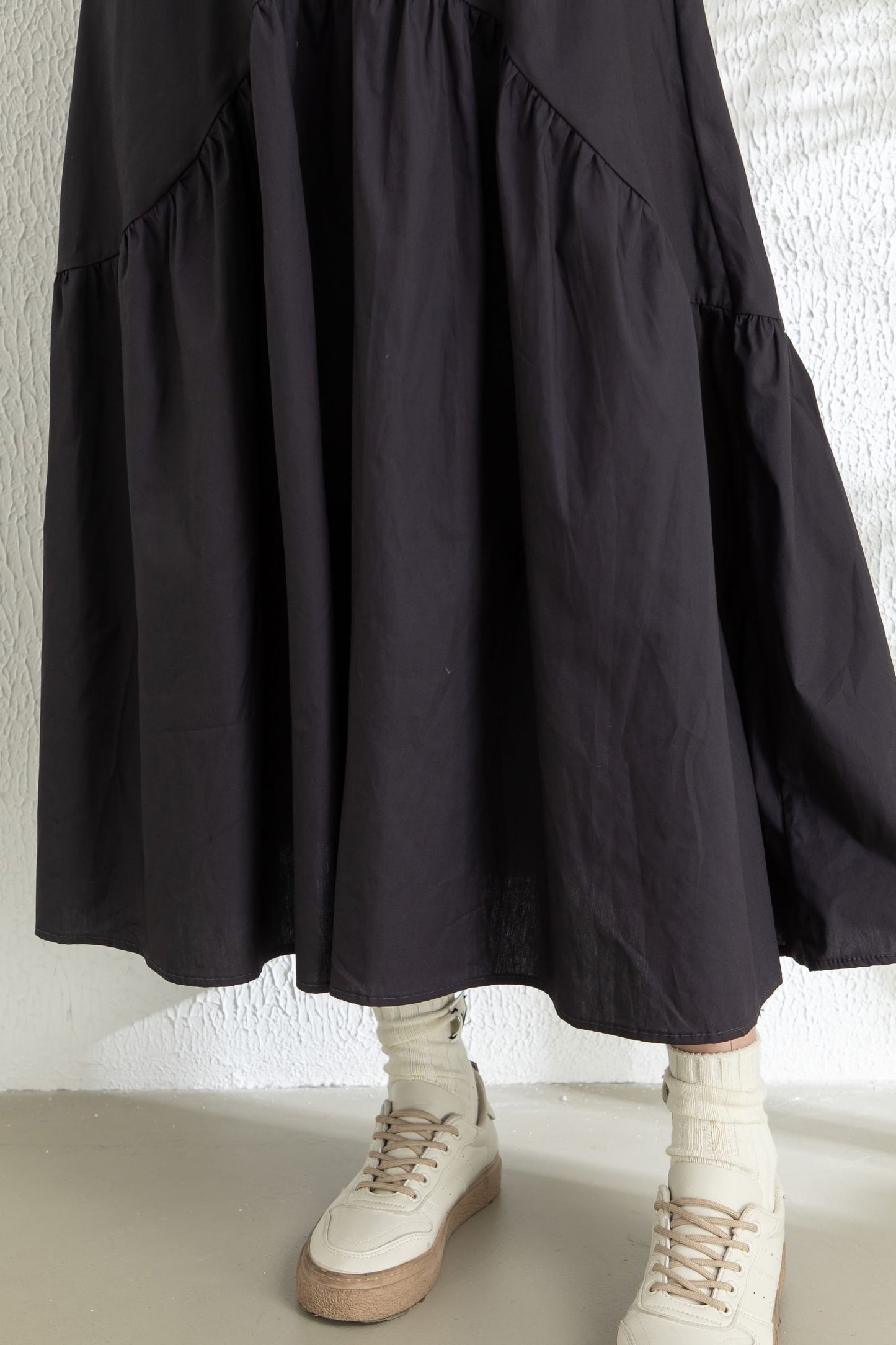 Summer Midi Black Swing Skirt C3296