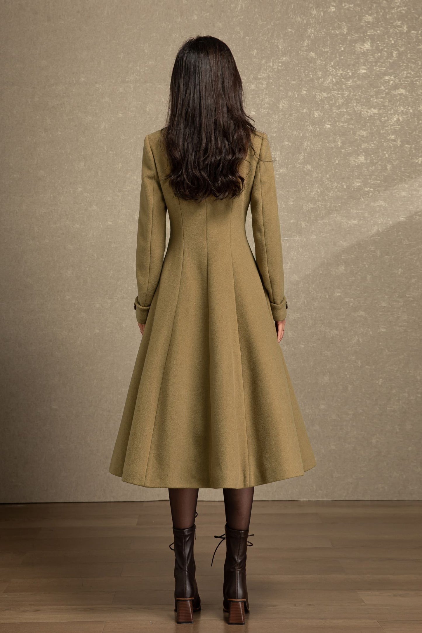 Double breasted long winter wool coat C4494