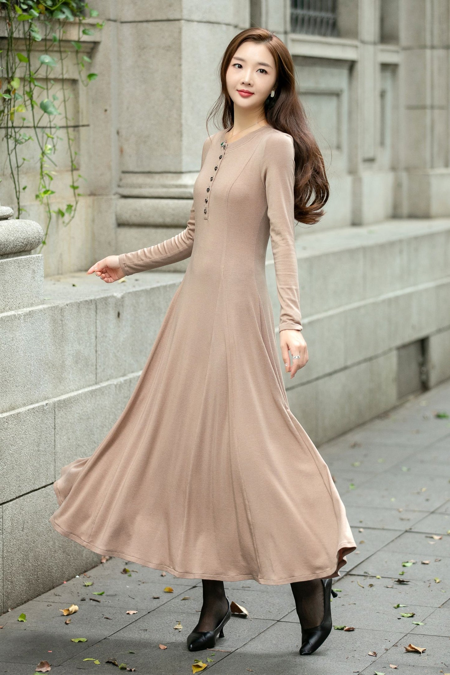 Swing elegant autumn knit dress C4507