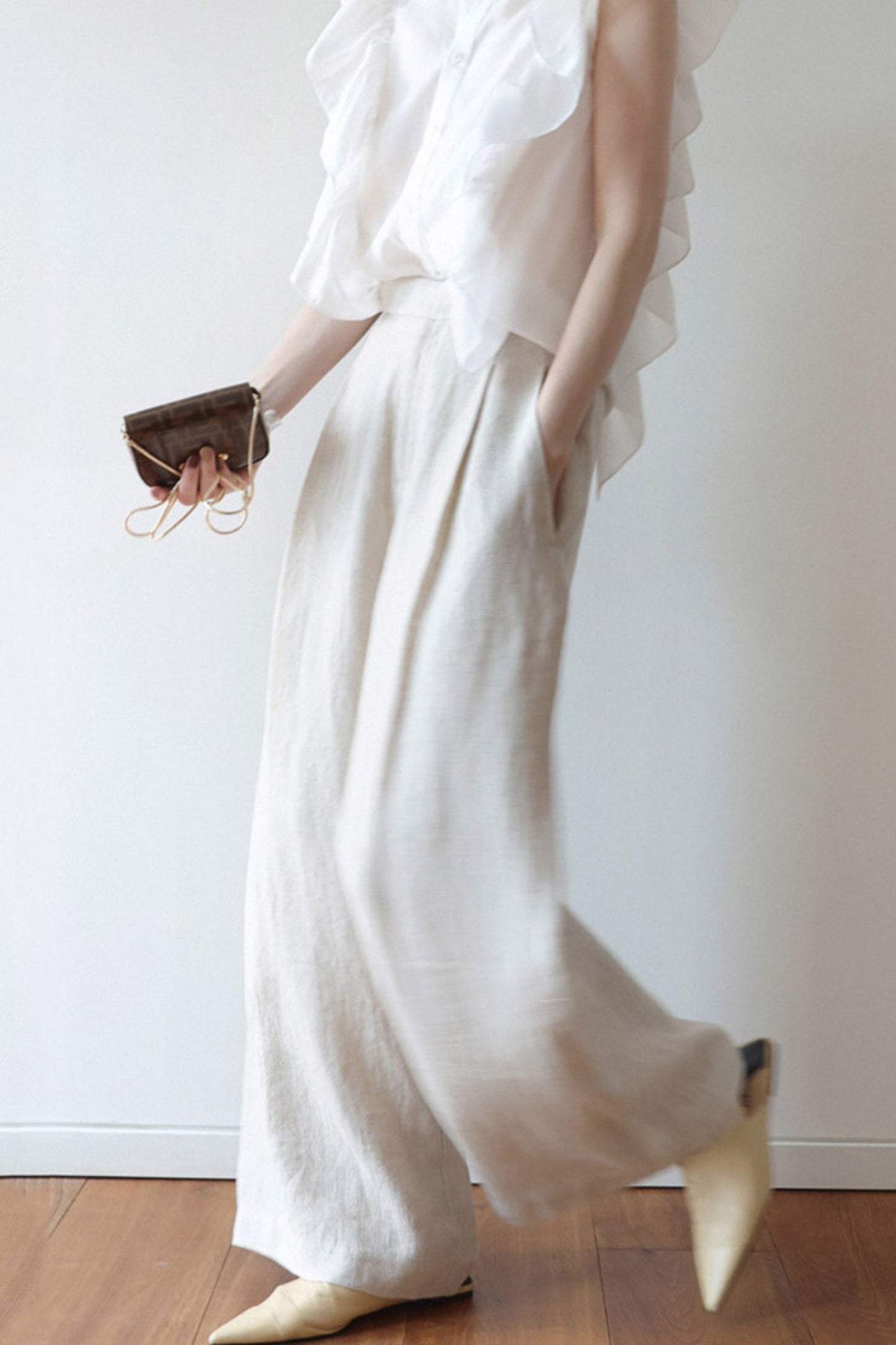 Wide Leg Linen Pants, Women's Linen Pants C3170