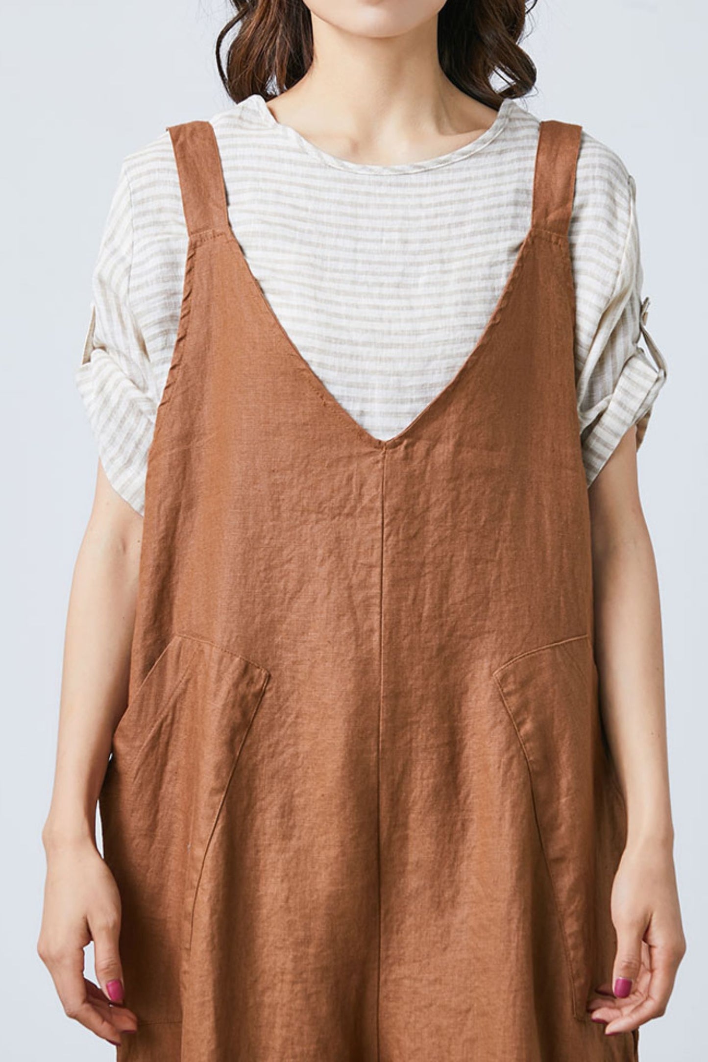 Loose Linen jumpsuit, womens linen overall C1695