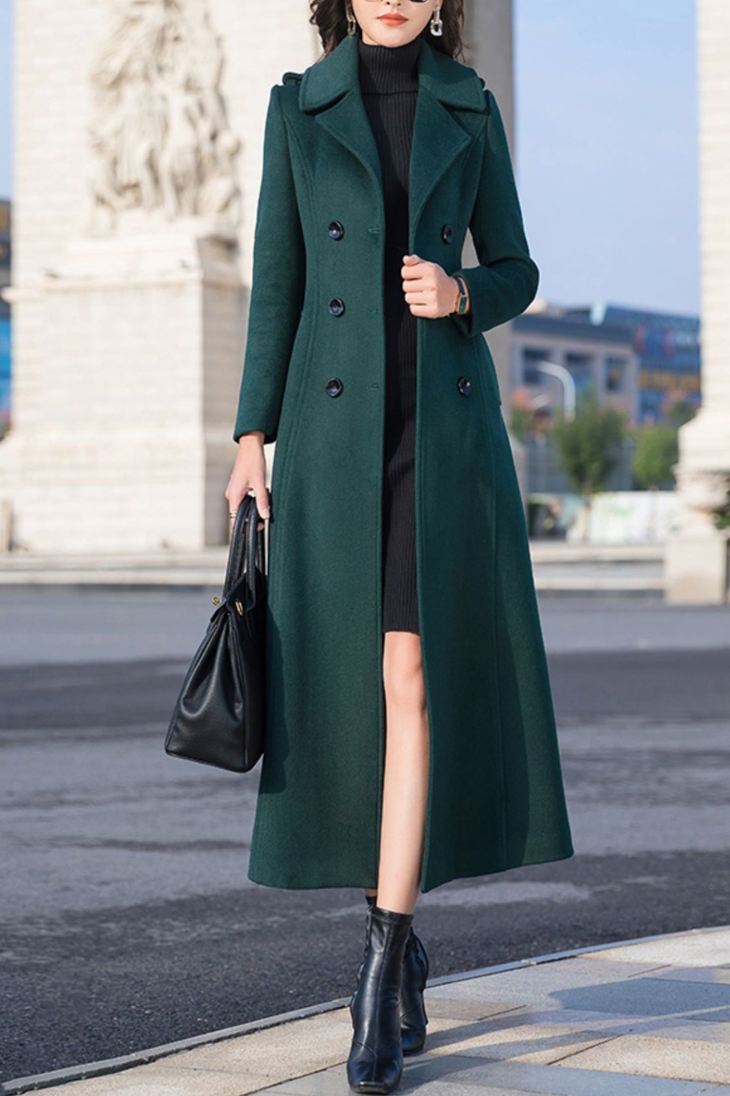 winter double-breasted long wool coat C4147