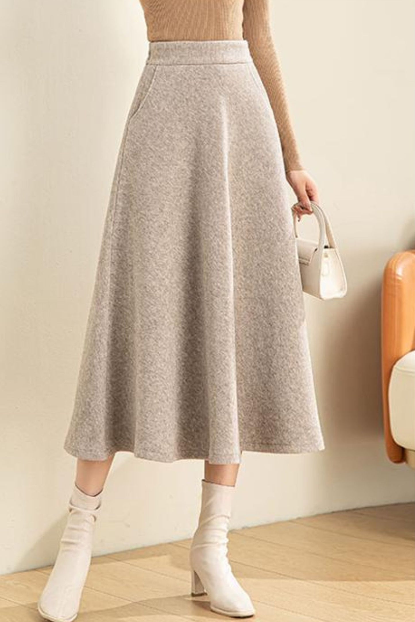 High Waisted Wool Skirt C3556