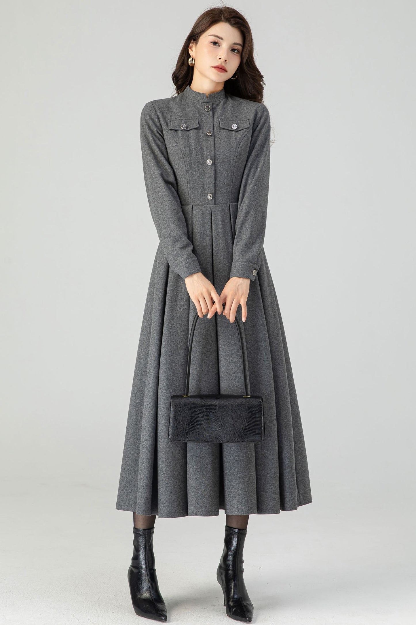 Autumn Gray Wool Dress C3611 -Size XS US2 #CK2301266