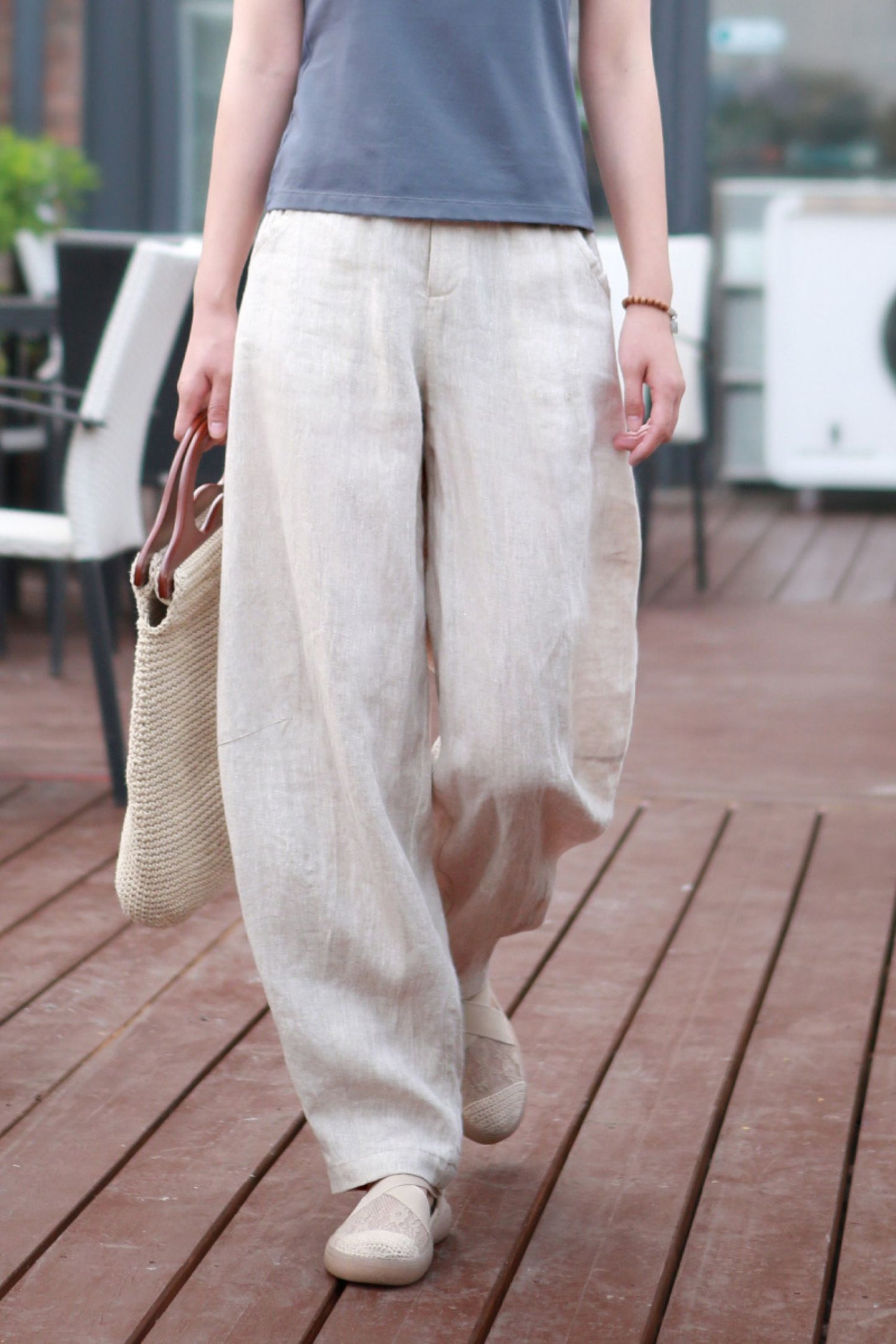 Spring and summer linen lantern pants L0613