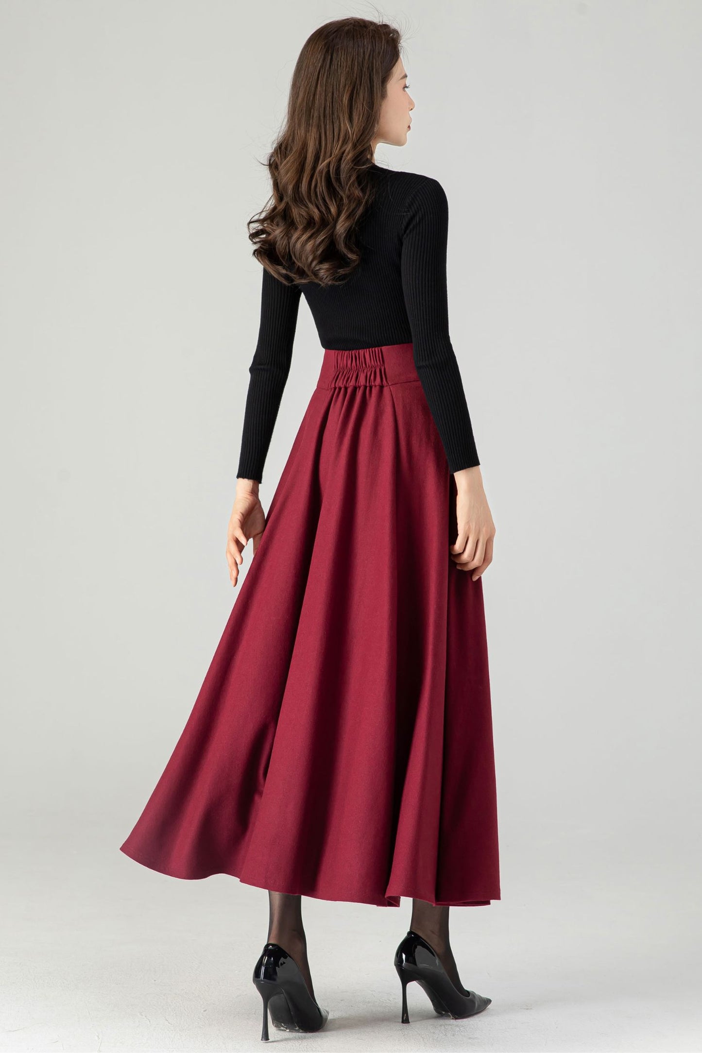 Maxi A Line Wool Skirt C3622