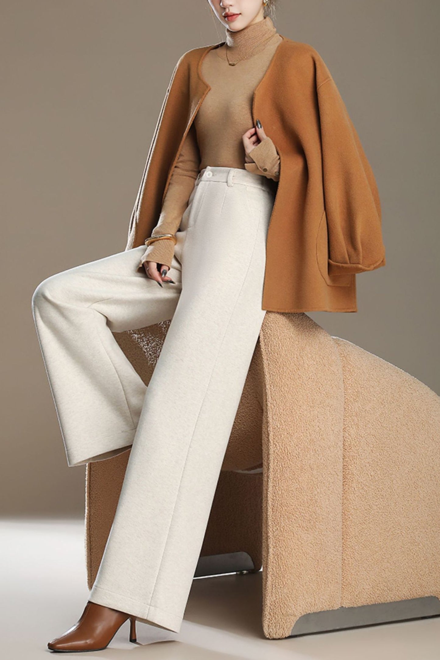 Wide leg autumn/winter wool pants c5092