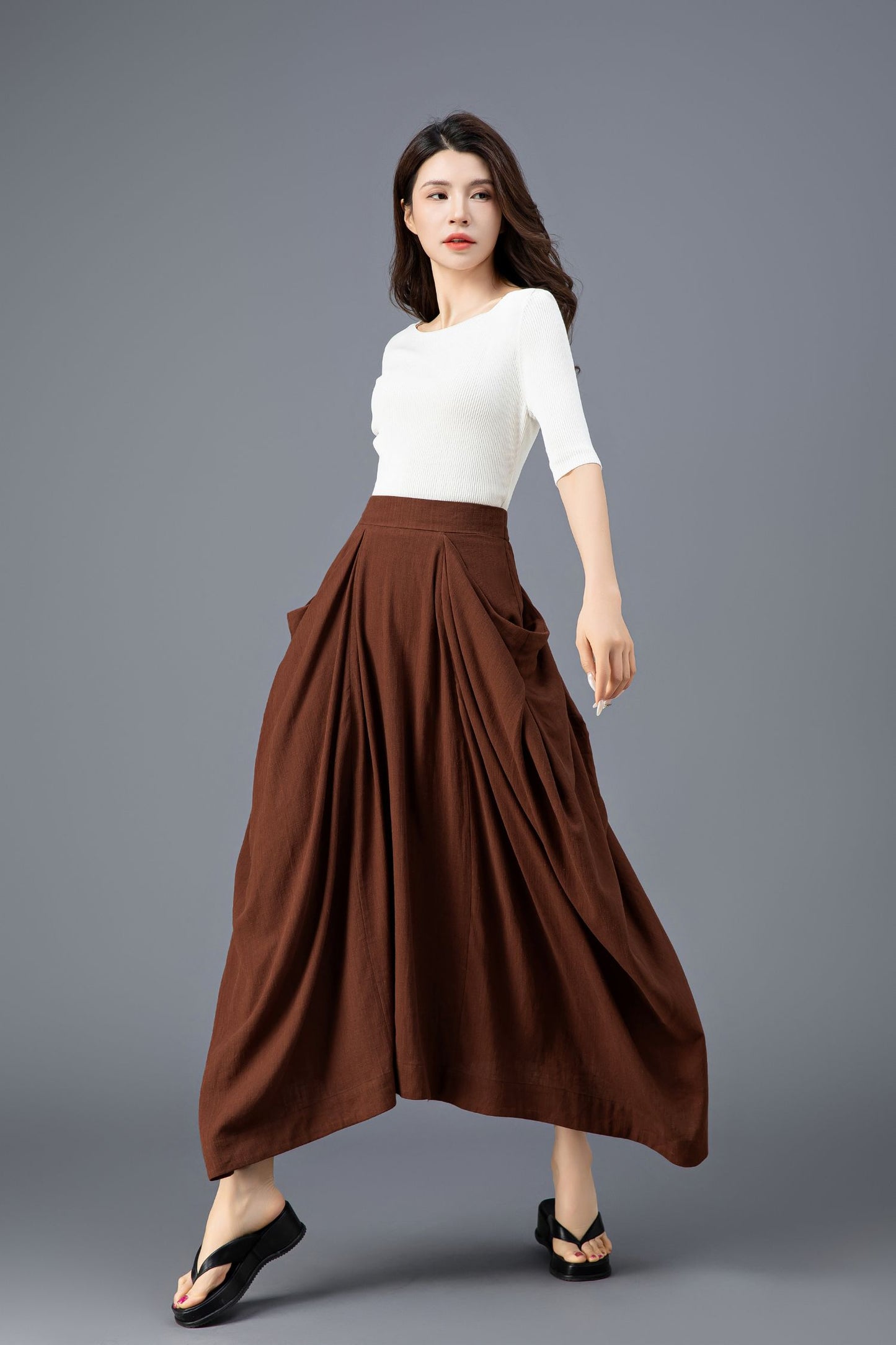 Women's Asymmetrical Casual Linen Skirt C3918