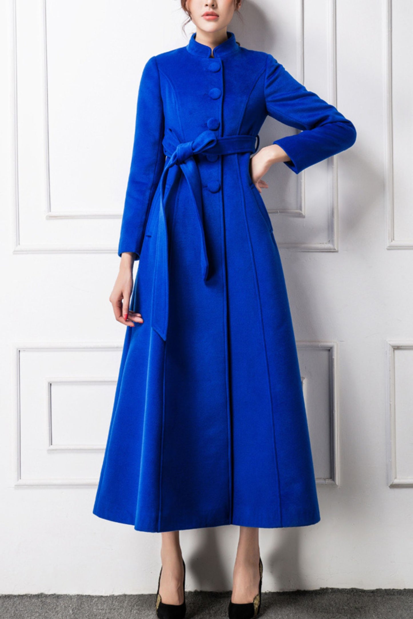 Women's Autumn and winter Blue wool coat C4281