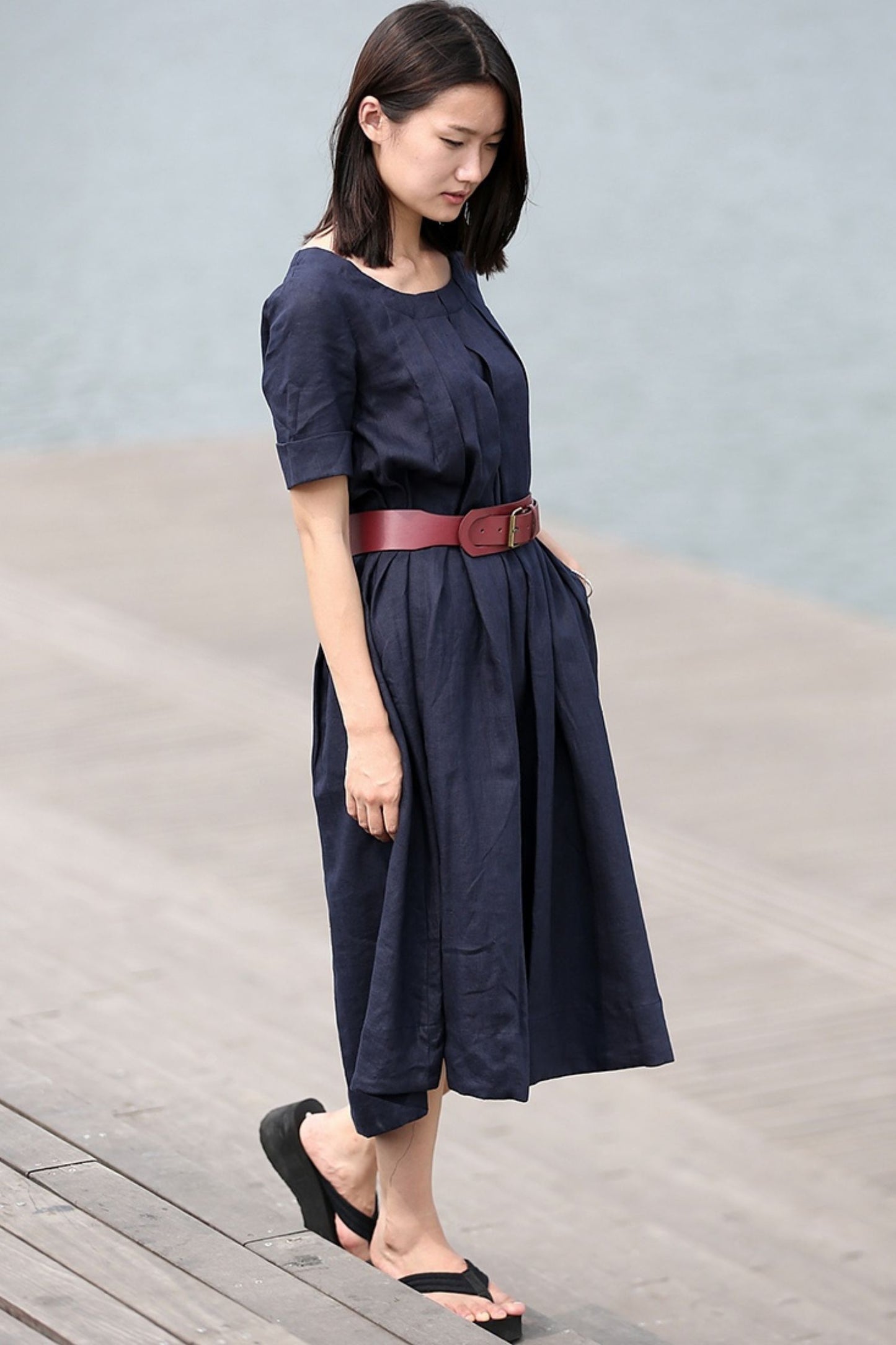 Loose fit summer linen dress C270