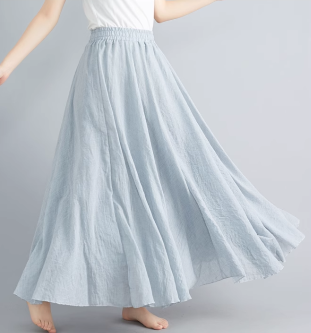 Summer swing linen skirt women C5023-10 (light gray)