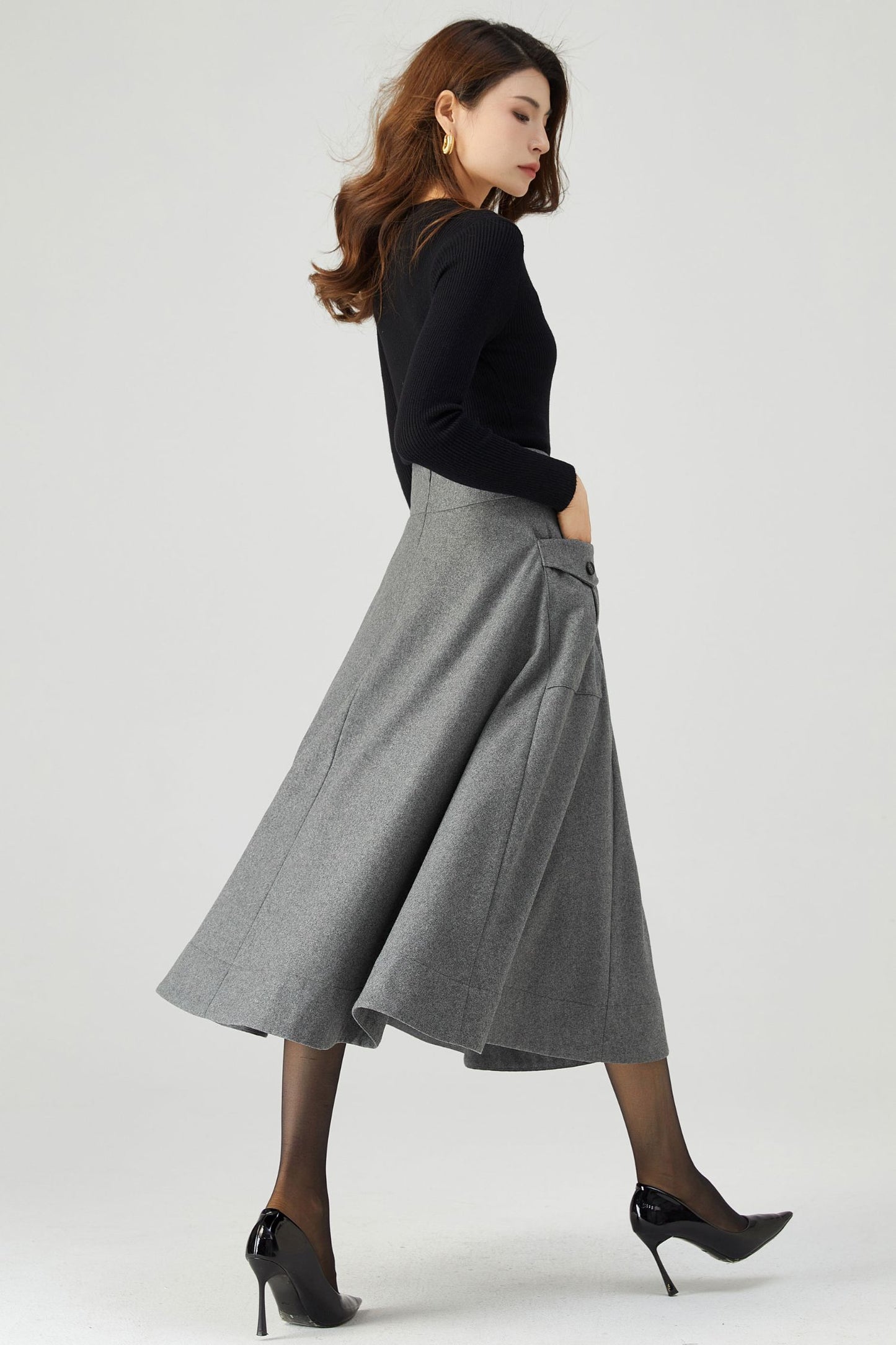 Winter Wool Grey Skirt C3554