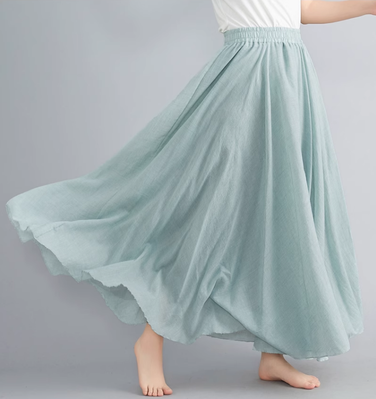 Summer swing linen skirt women C5023-11 (light green)