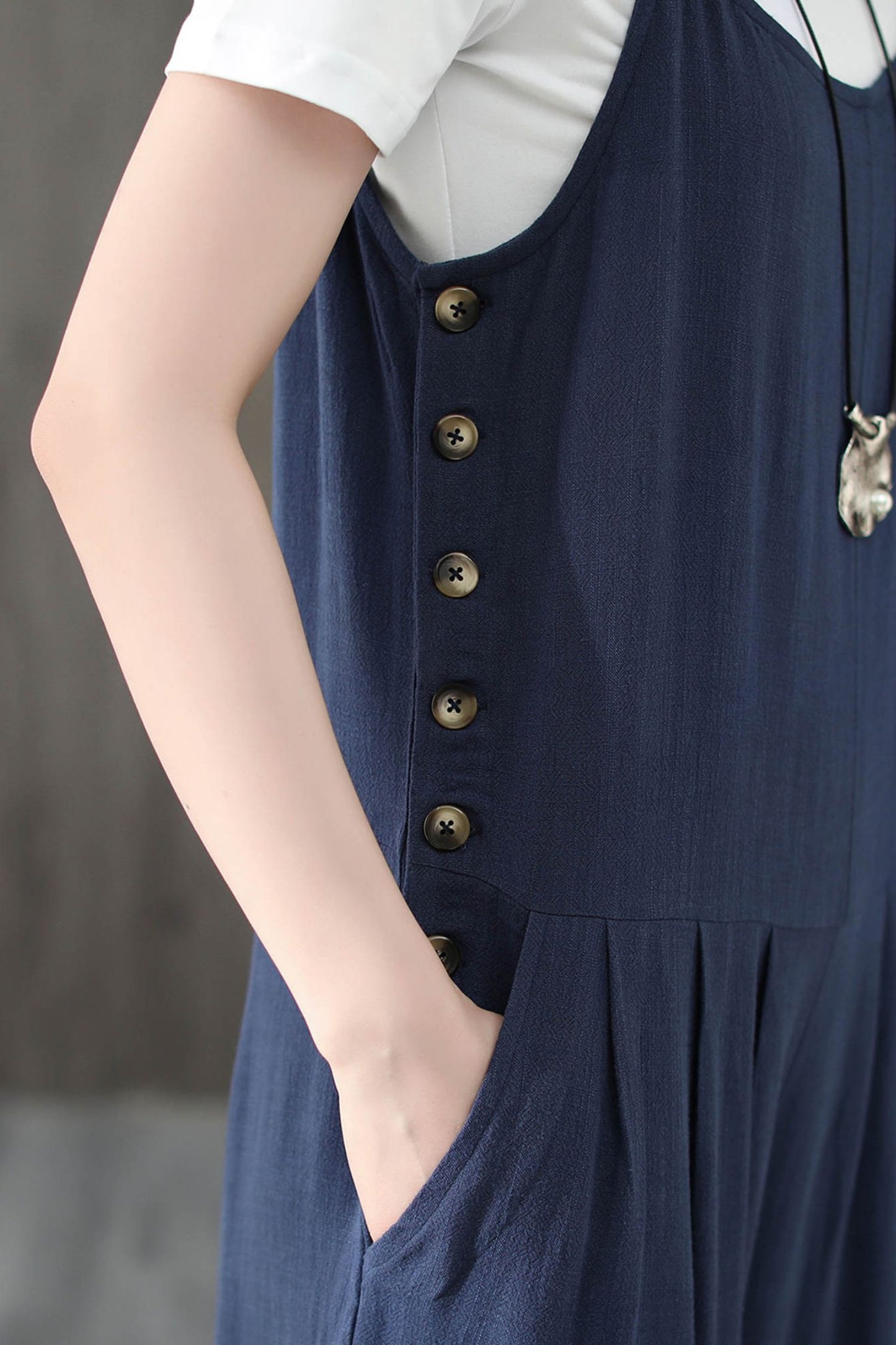 Blue Casual Linen Jumpsuits C1946