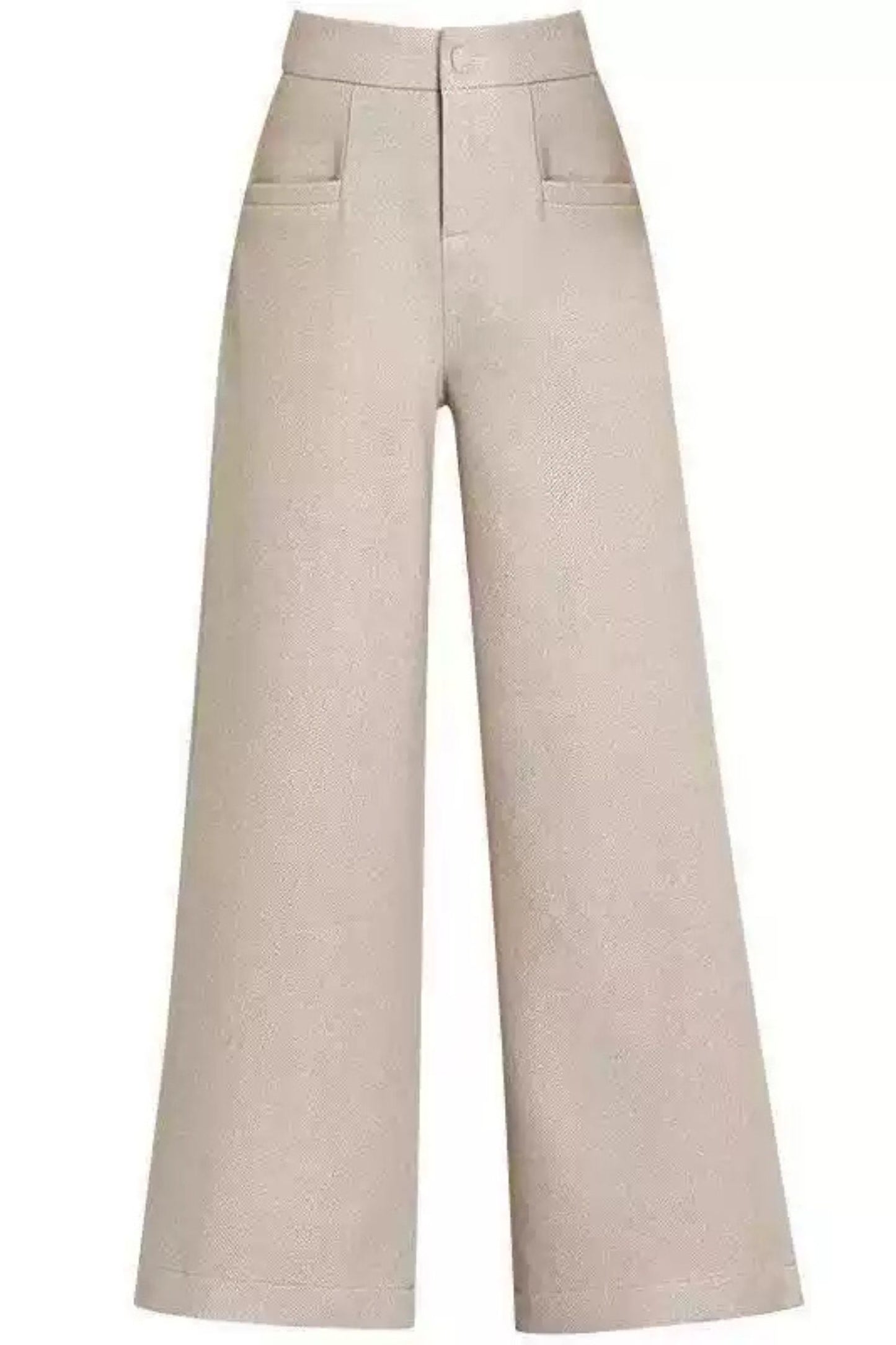 Wide leg womens wool pants with pockets c5078