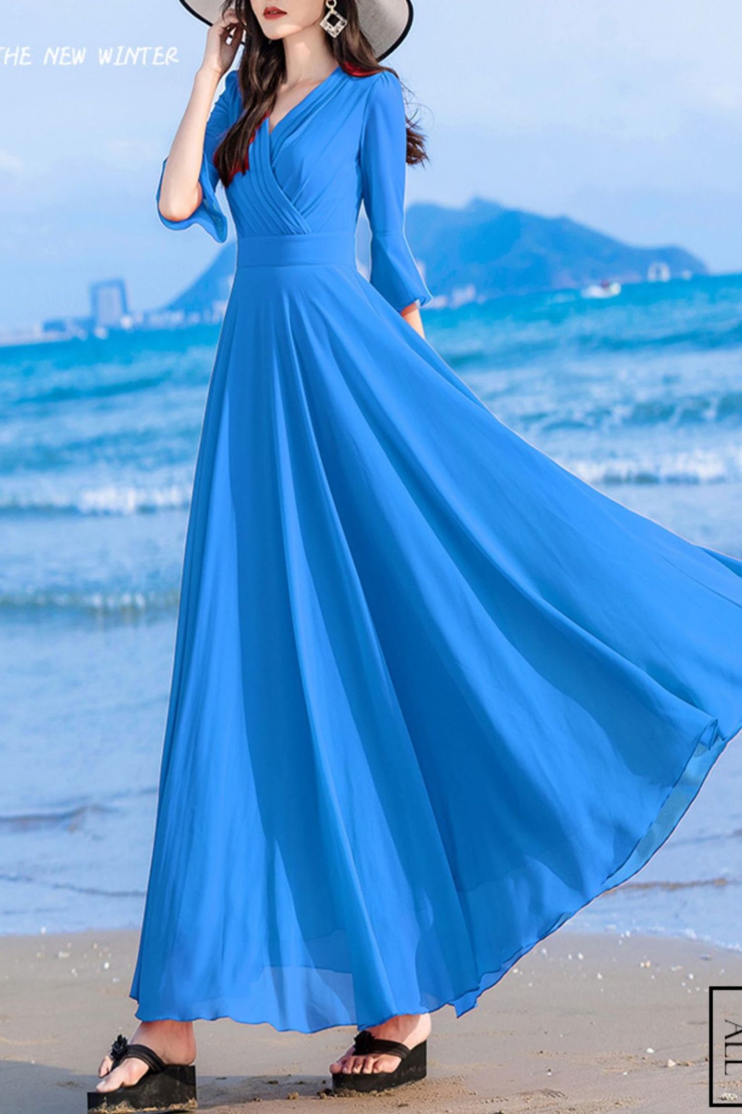 summer new long chiffon dress C4034