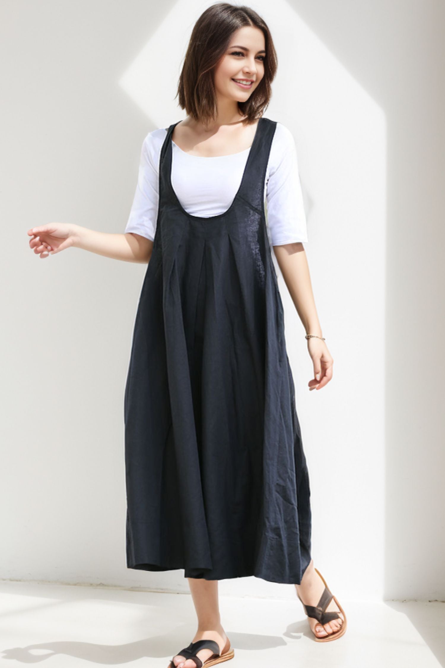 suspender dress black Black Crane