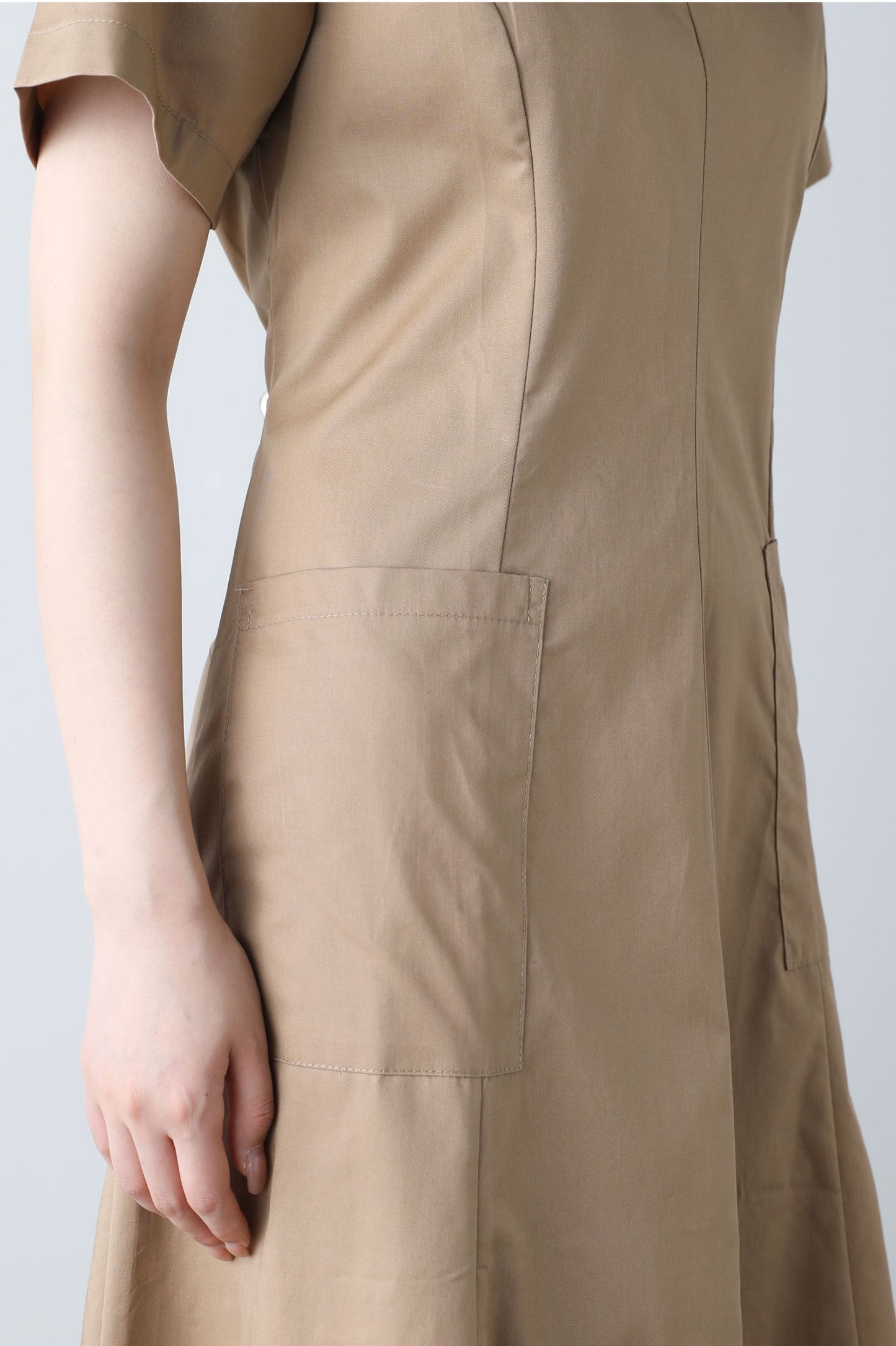 Women's v neck khaki dress C3454