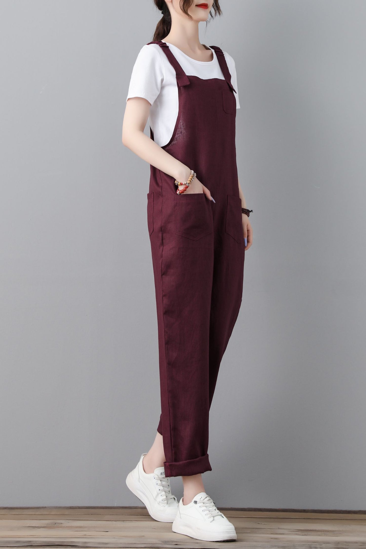 Burgundy spring plus size jumpsuits C2308