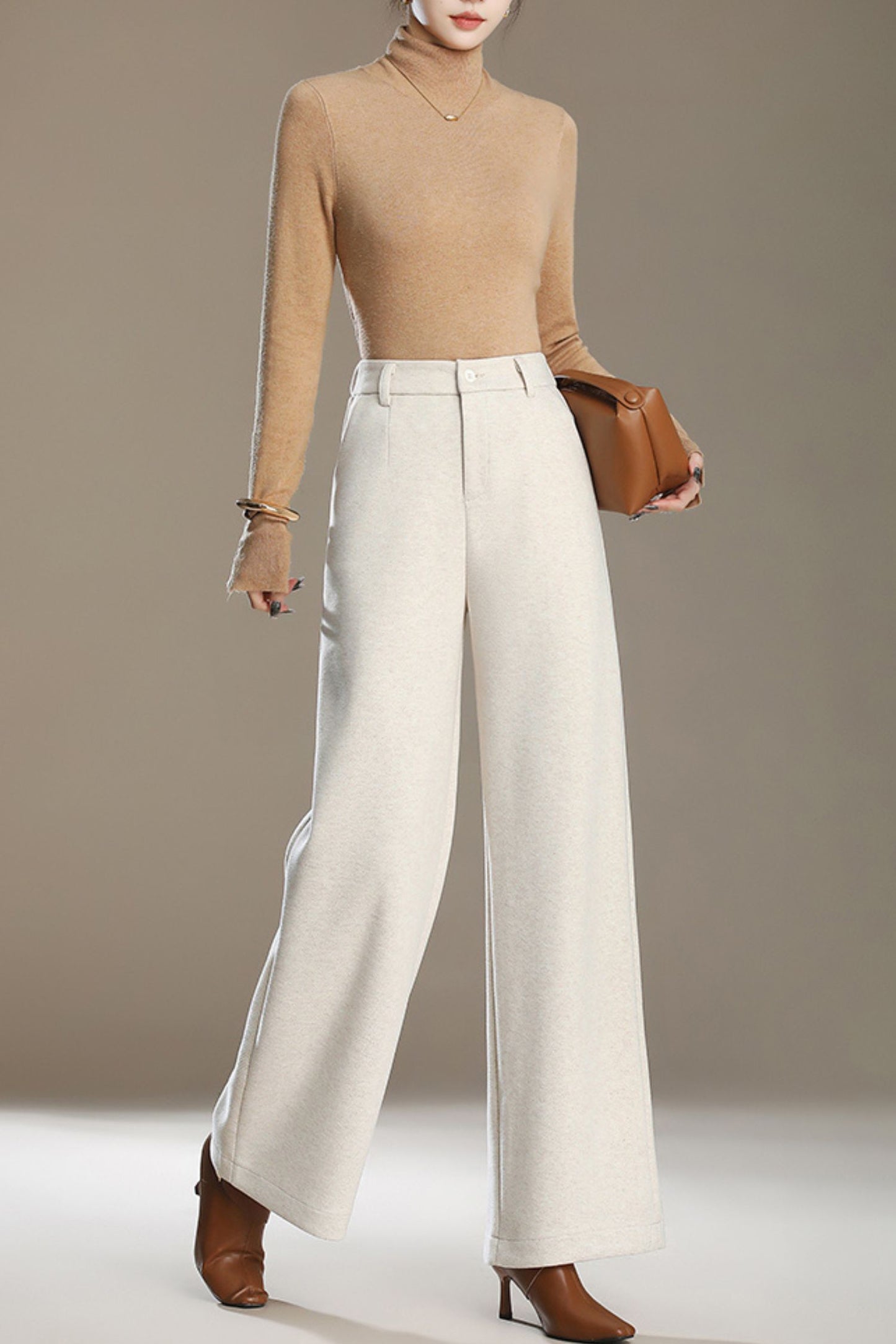 Wide leg autumn/winter wool pants c5092
