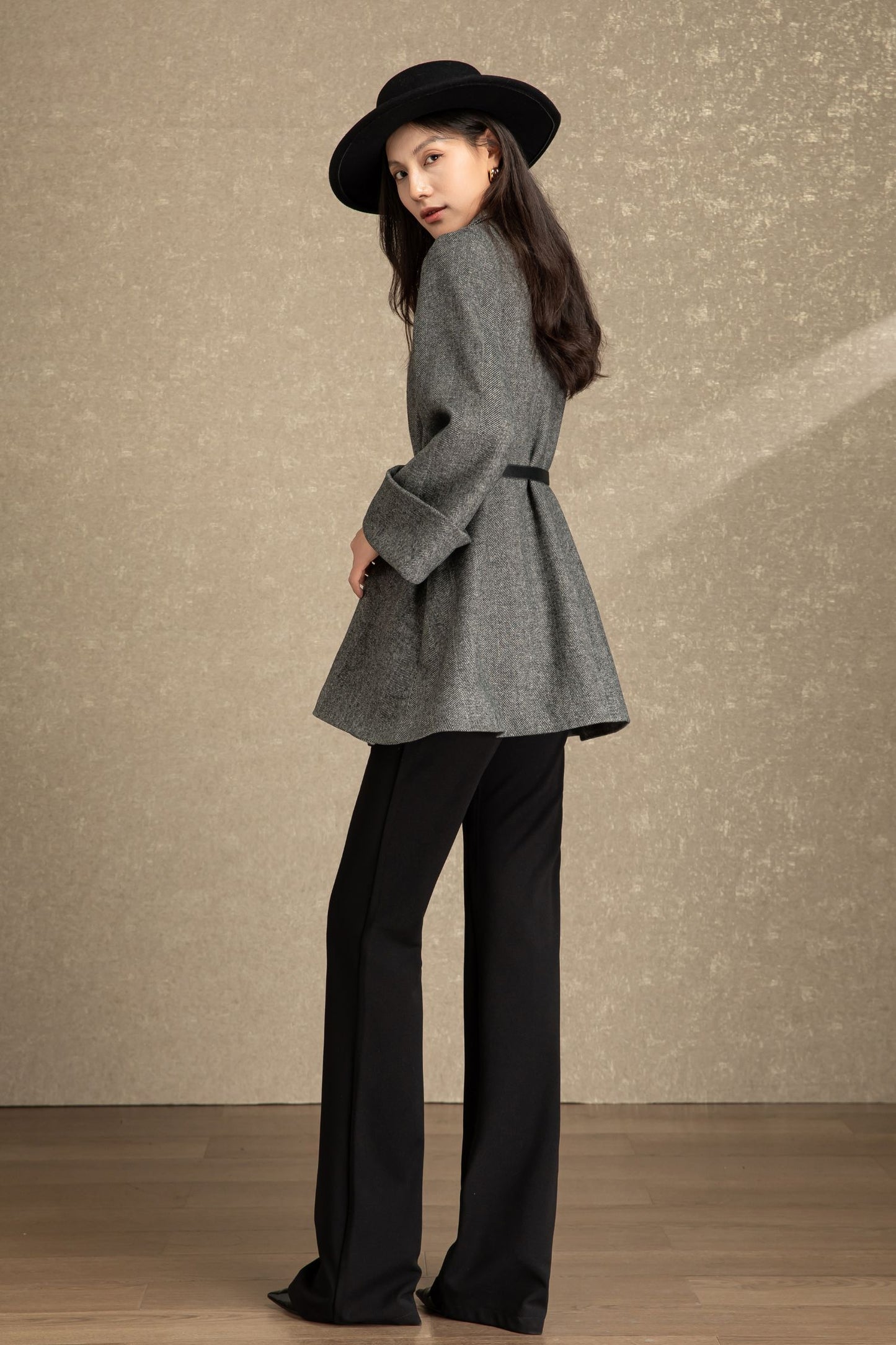 Casual winter short wool coat women C4487