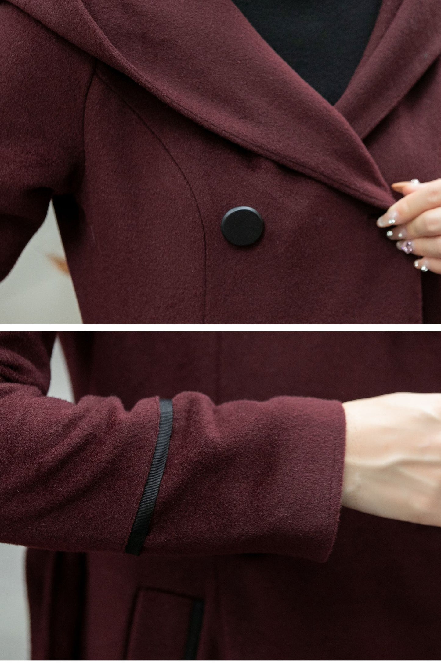 Hooded maxi winter trench wool coat C4506