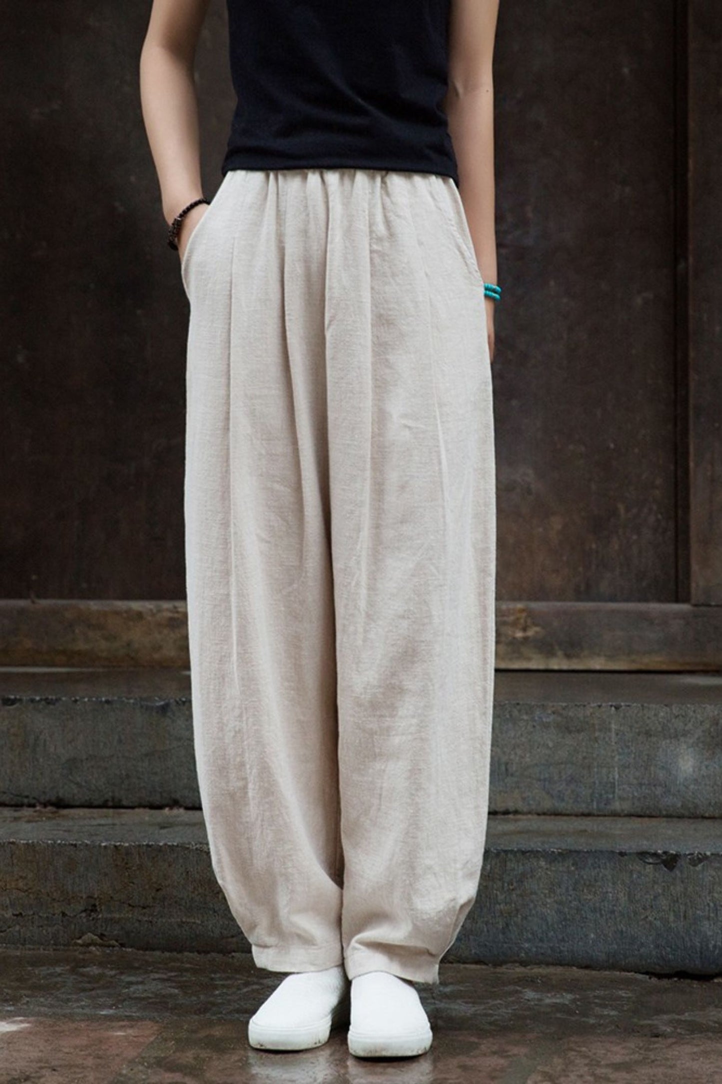 spring and autumn cotton and linen lantern pants L0611