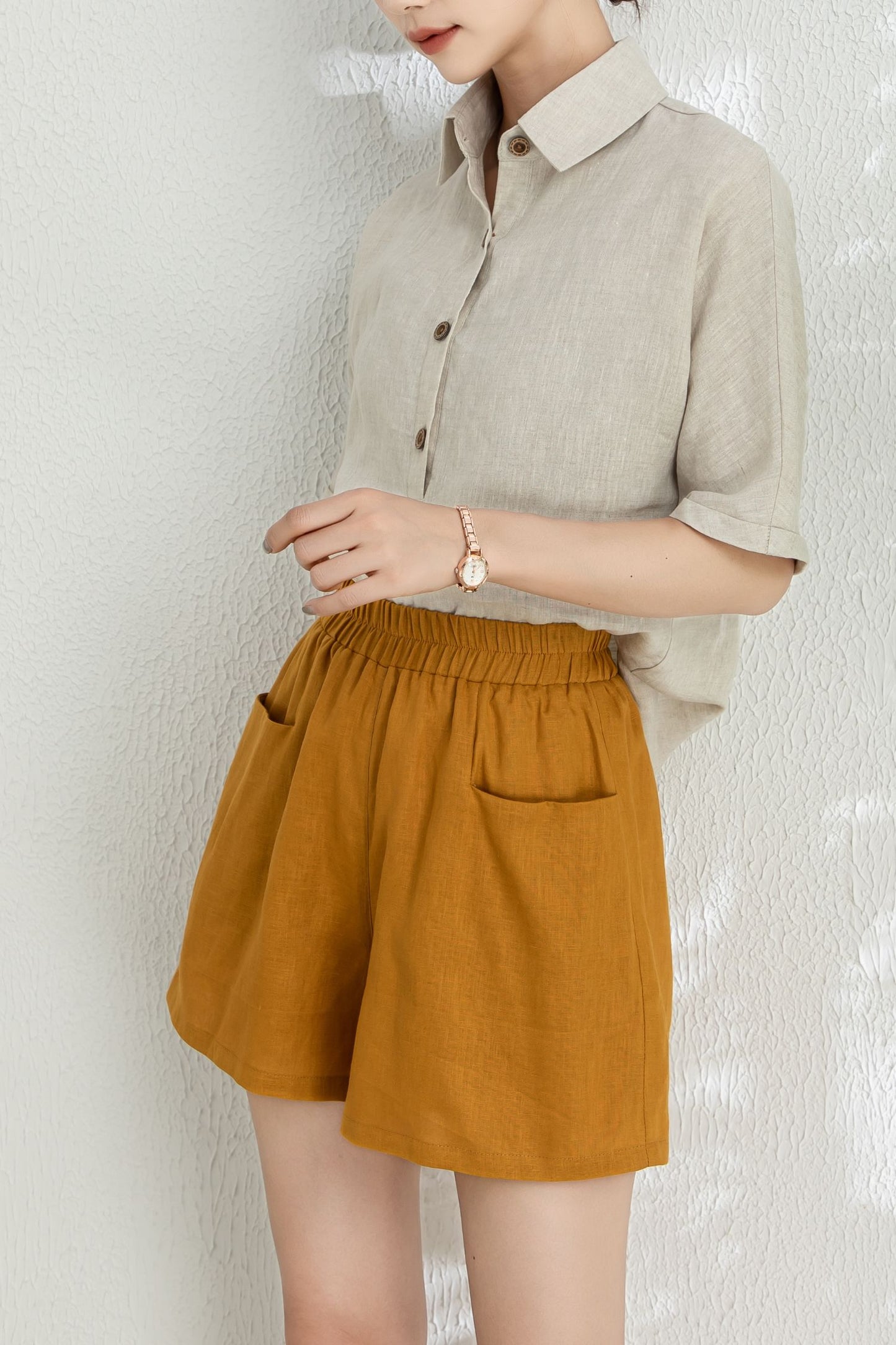 Women's Summer short sleeve linen Shirt C3295