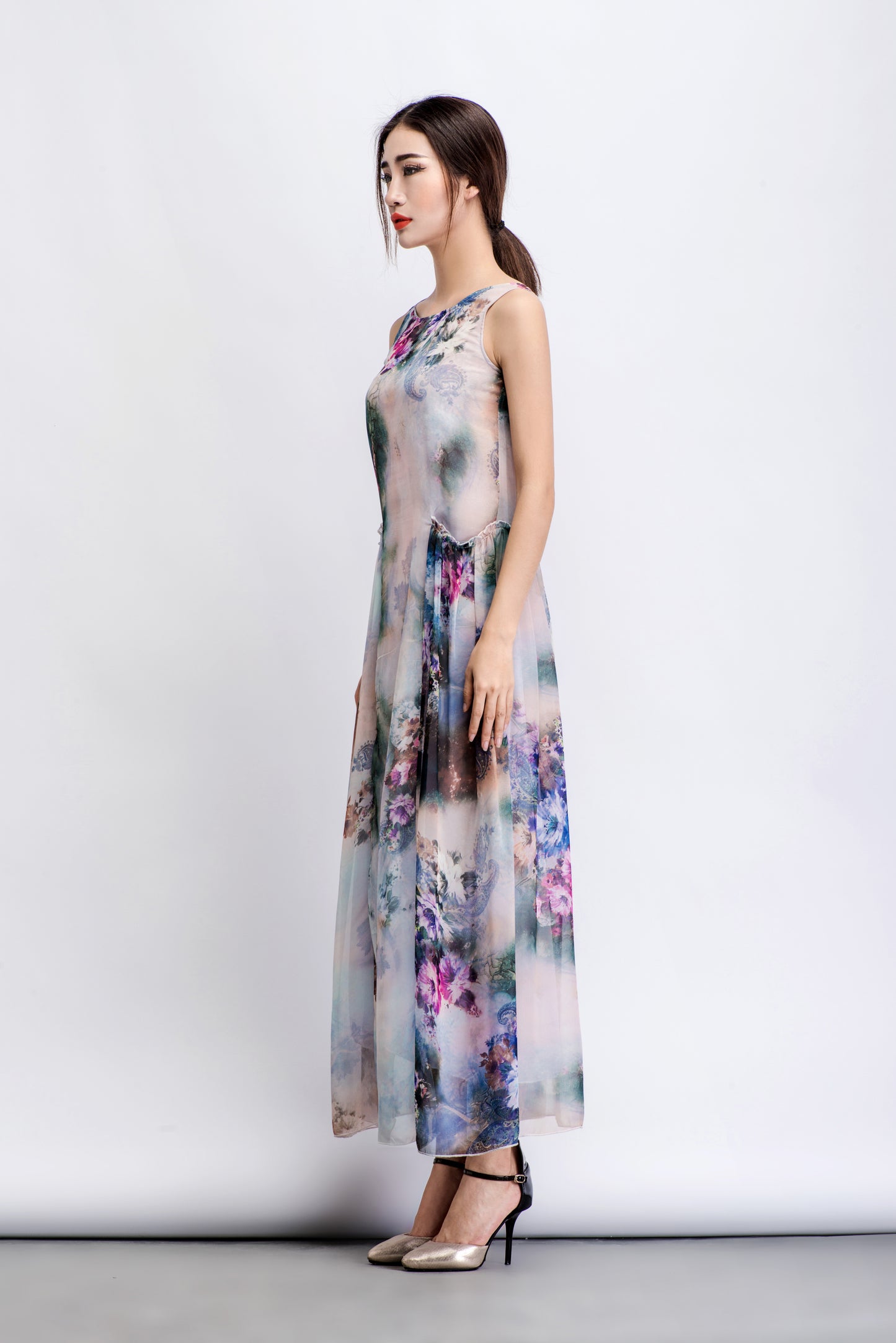 Floral summer prom chiffon dress C470
