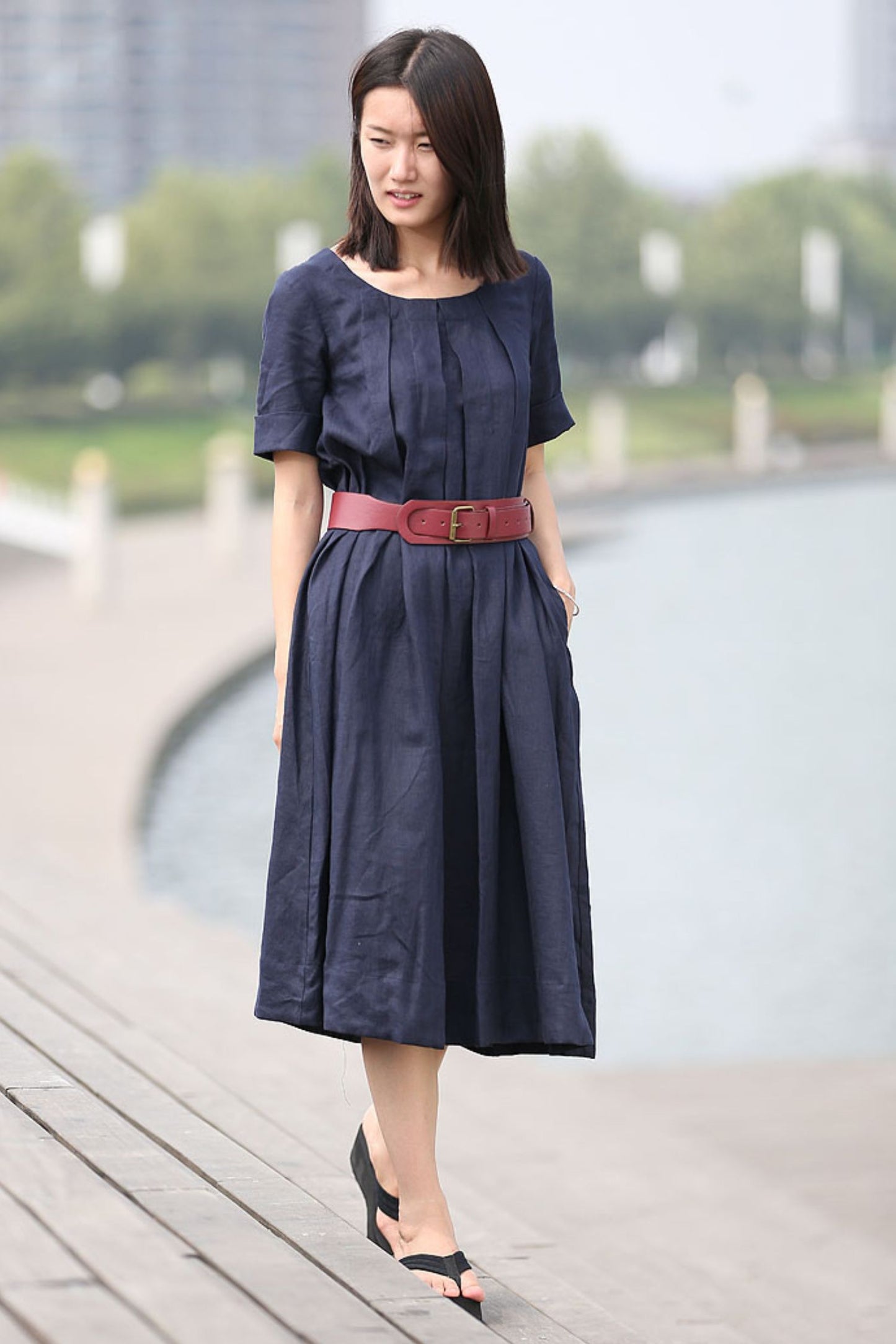 Loose fit summer linen dress C270