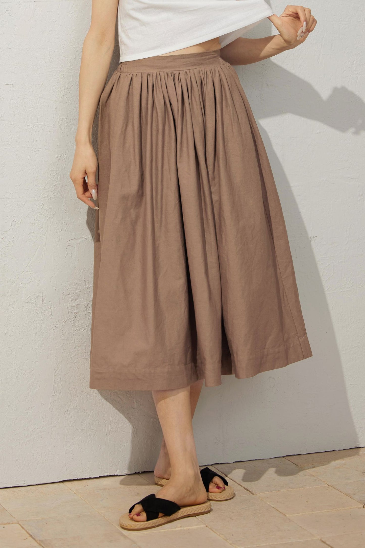 Loose fit summer Linen skirt C3943
