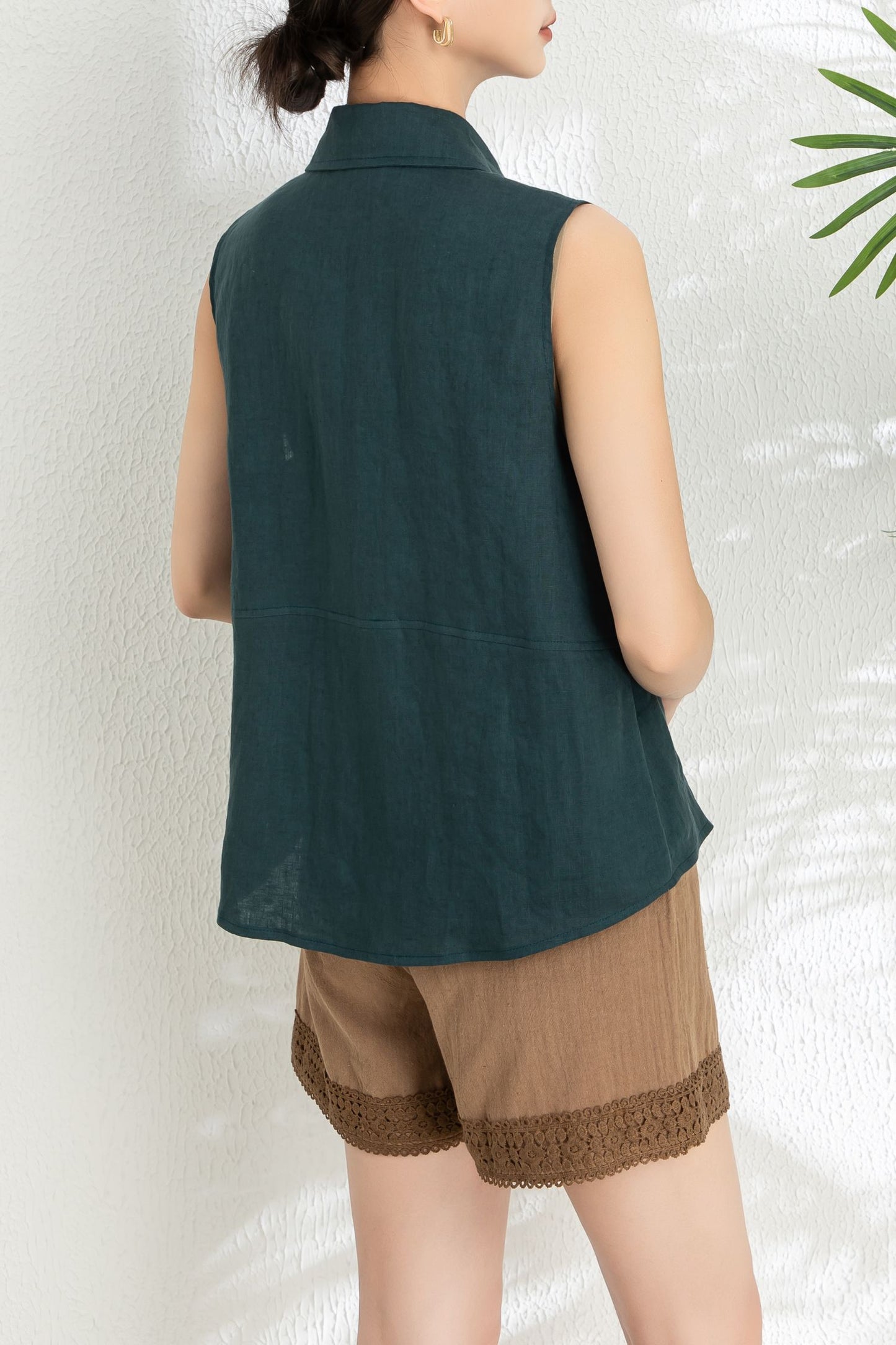 Women's Summer Sleeveless Linen Shirt C4854