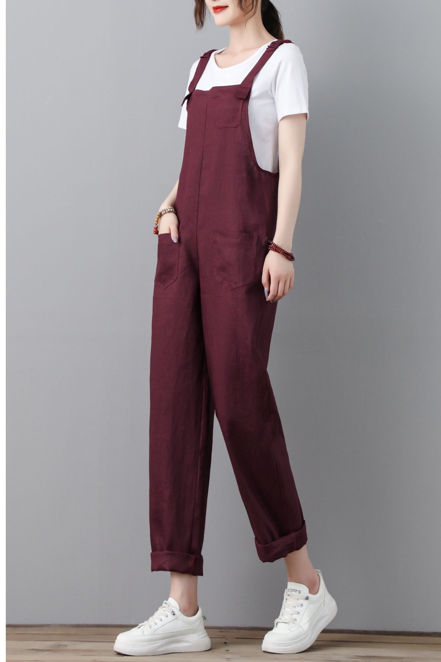 Burgundy spring plus size jumpsuits C2308